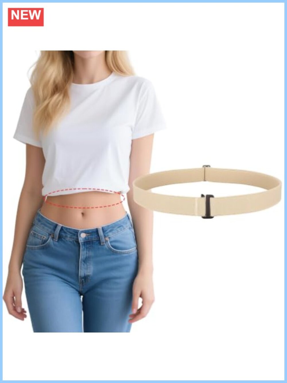 Women's Adjustable Crop Top Tuck Band Elastic Waist Belt for Tucking Shirts